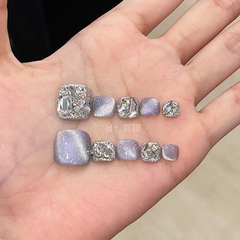 脚指甲穿戴甲春夏高级感轻奢穿戴式美甲手工高质量闪钻脚指甲贴片