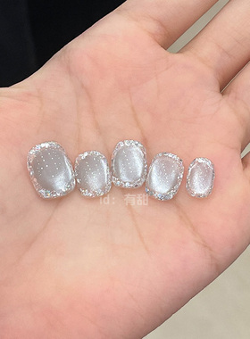 猫眼穿戴甲短款春夏纯手工显白穿戴款美甲2025新年款网红爆款短甲