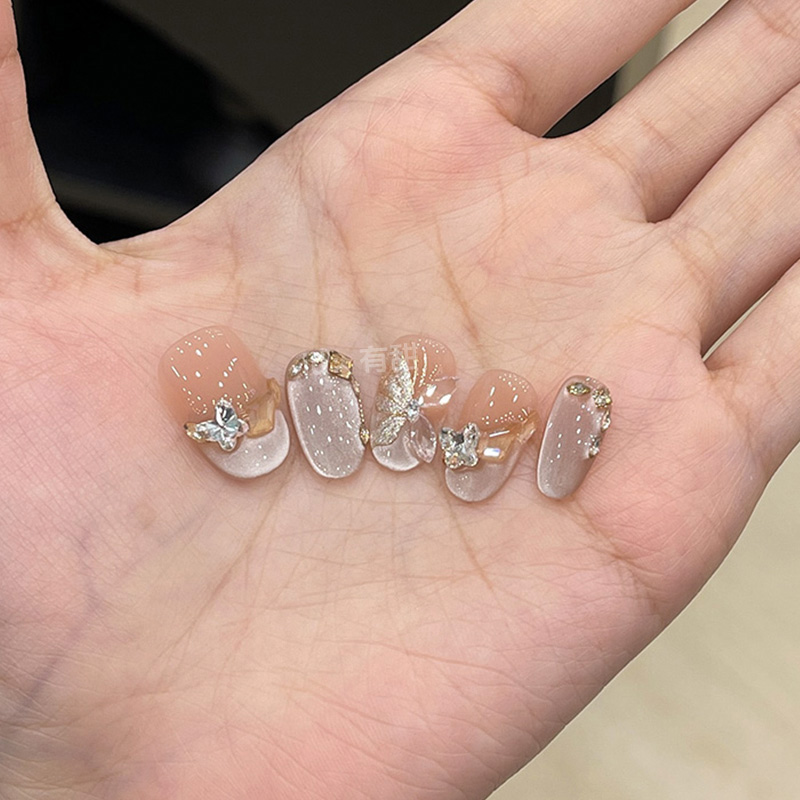 猫眼穿戴甲中长款春日高级感绝美穿戴式美甲手工定制轻奢指甲贴片