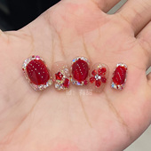 指甲贴片2025新款 红色猫眼穿戴甲短款 高级感爆款 手工绝美穿戴美甲