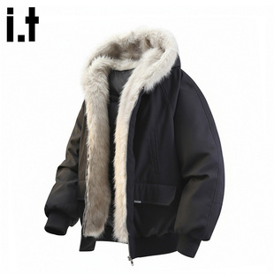 it FIVE CM座山雕羽绒服男款冬季高级感潮牌加厚保暖毛领防寒外套