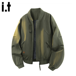 it FIVE CM飞行员夹克男款秋冬季新款美式棒球领加绒加厚棉衣外套