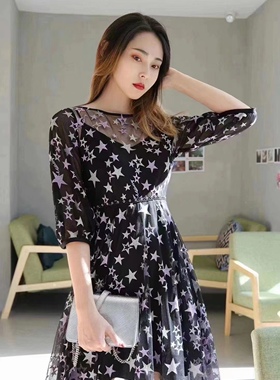 歌L思  21年黑色连衣裙 星星连衣裙 EWE321Y08400