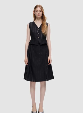 歌L思   22年全标大货  藏蓝色绵羊毛连衣裙 EWF334Y022