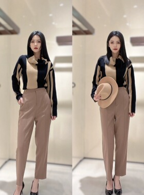 歌L思  22年全标大货   咖色黑色羊毛针织衫 EWF334M08700