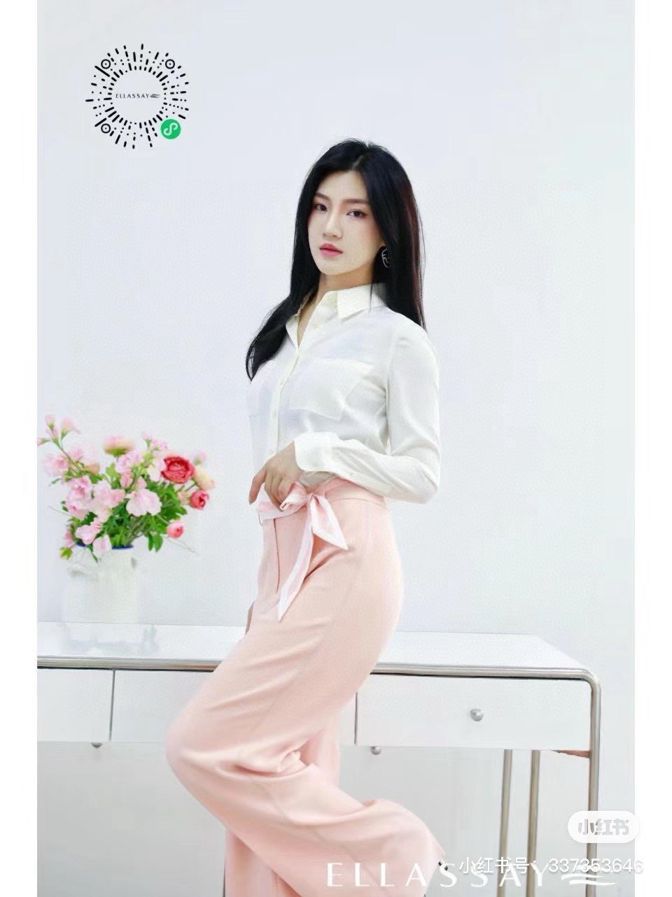 歌家女装    珊瑚粉色西装裤 EWF321K01300