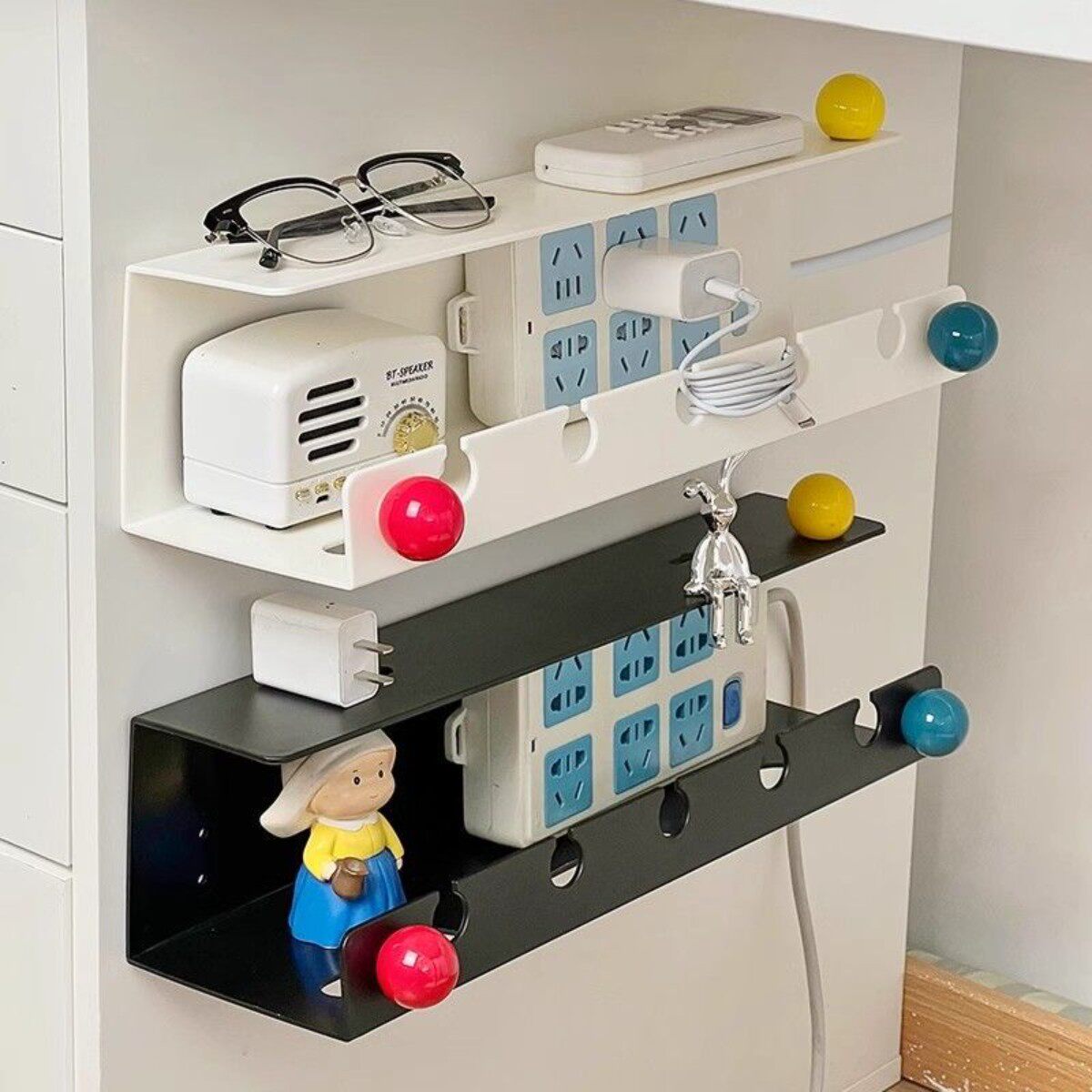 插座墙上固定插排电线整理神器收纳架理线器办公桌下插线板固定器