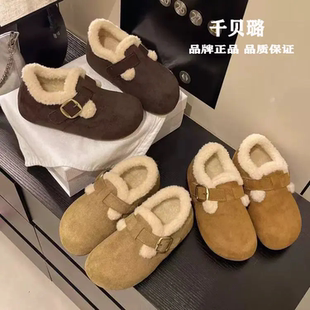 厚底5cm增高加绒全包勃肯鞋女2025新款冬毛毛鞋雪地靴保暖勃肯