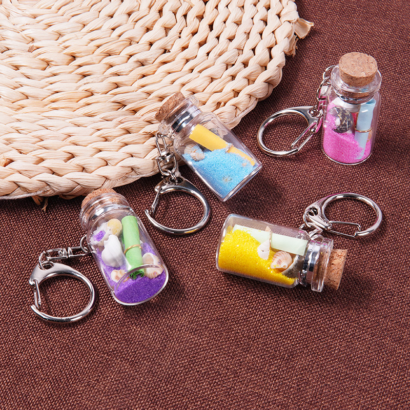 许愿瓶钥匙扣许愿瓶挂件海沙贝壳海螺信纸心愿瓶生日礼品幸运瓶