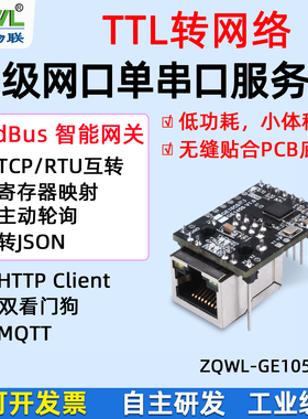 【智嵌物联】TTL转以太网模块串口服务器TTL转网口通讯MQTT SSL串口转网络Modbus网关RTU转TCP