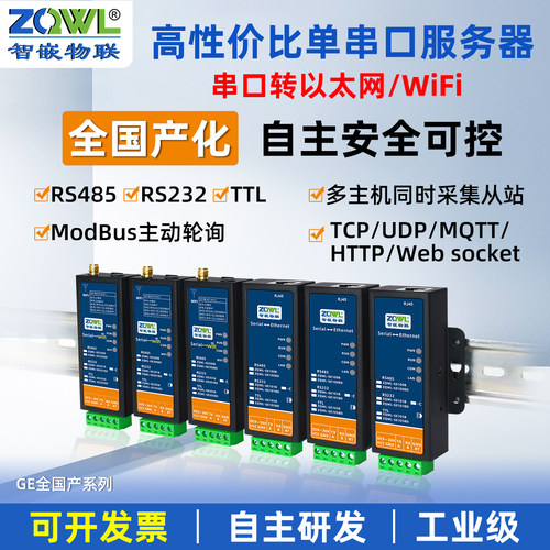 智嵌物联串口服务器rs485/232/ttl转以太网WiFi模块转网口modbus