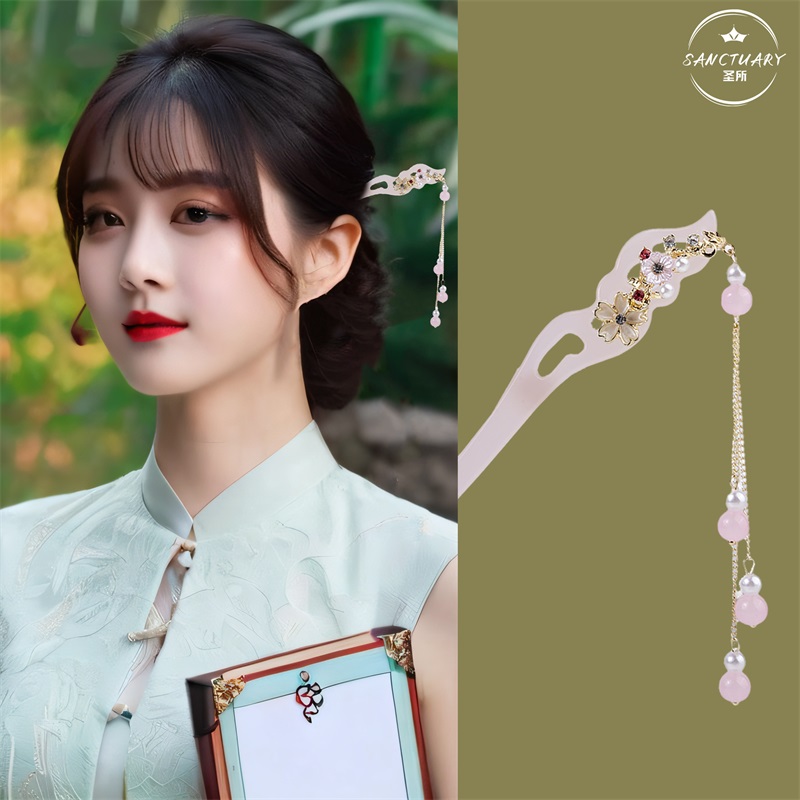 仿玉古风汉服流苏发簪