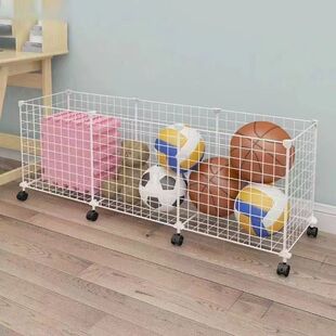 运动收纳筐带轮瑜伽垫羽毛球拍篮球置物筐体育用品放泡沫垫整理箱