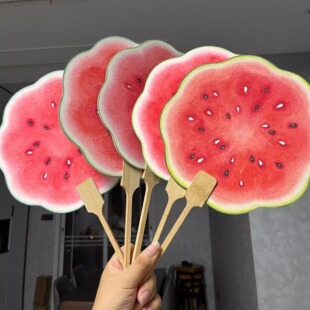 西瓜团扇成品手绘风夏日清凉甜甜扇子送闺蜜孩子礼物暖场道具扇