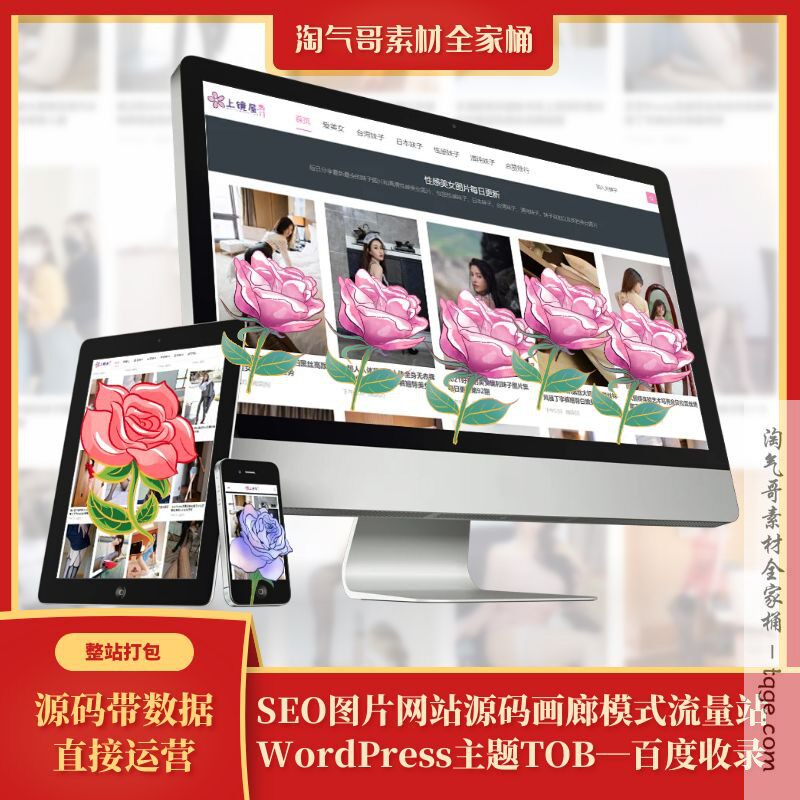 Wordpress图片站流量站大前端tob主题摄影画廊模板带数据手机网站