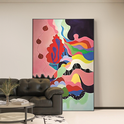 北欧抽象小众艺术装饰画法式多巴胺插画挂画客厅餐厅玄关走廊壁画