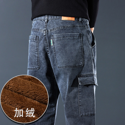 2025新款加绒加厚保暖牛仔裤男士