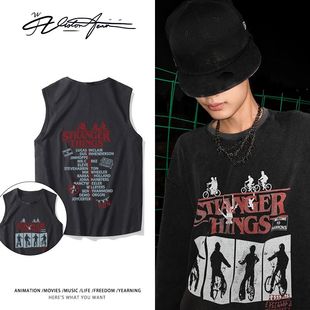 背心坎肩舒适 周边印花纯棉无袖 怪奇物语美剧Stranger Things同款
