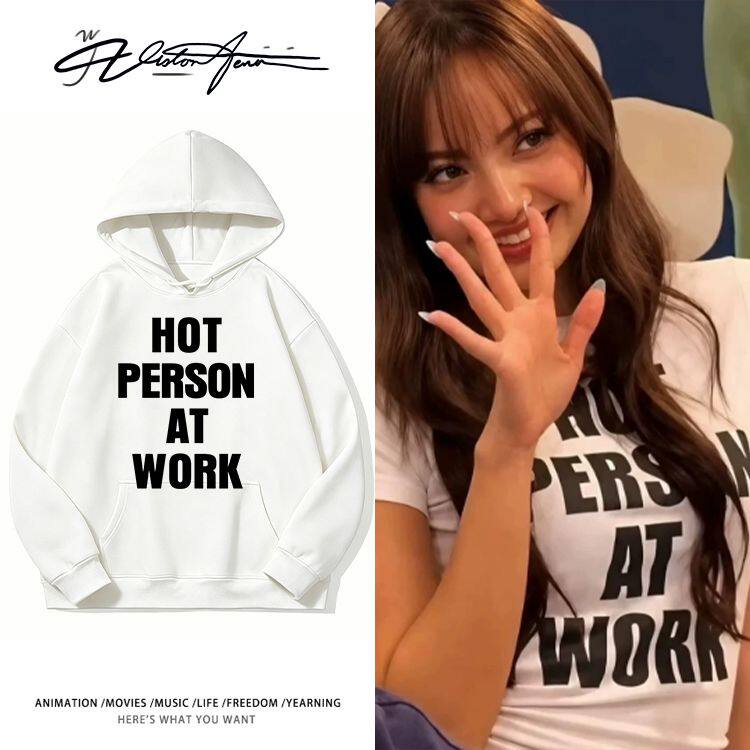 LISA同款打工服英文印花双层帽里带帽连帽卫衣男女同款运动休闲风