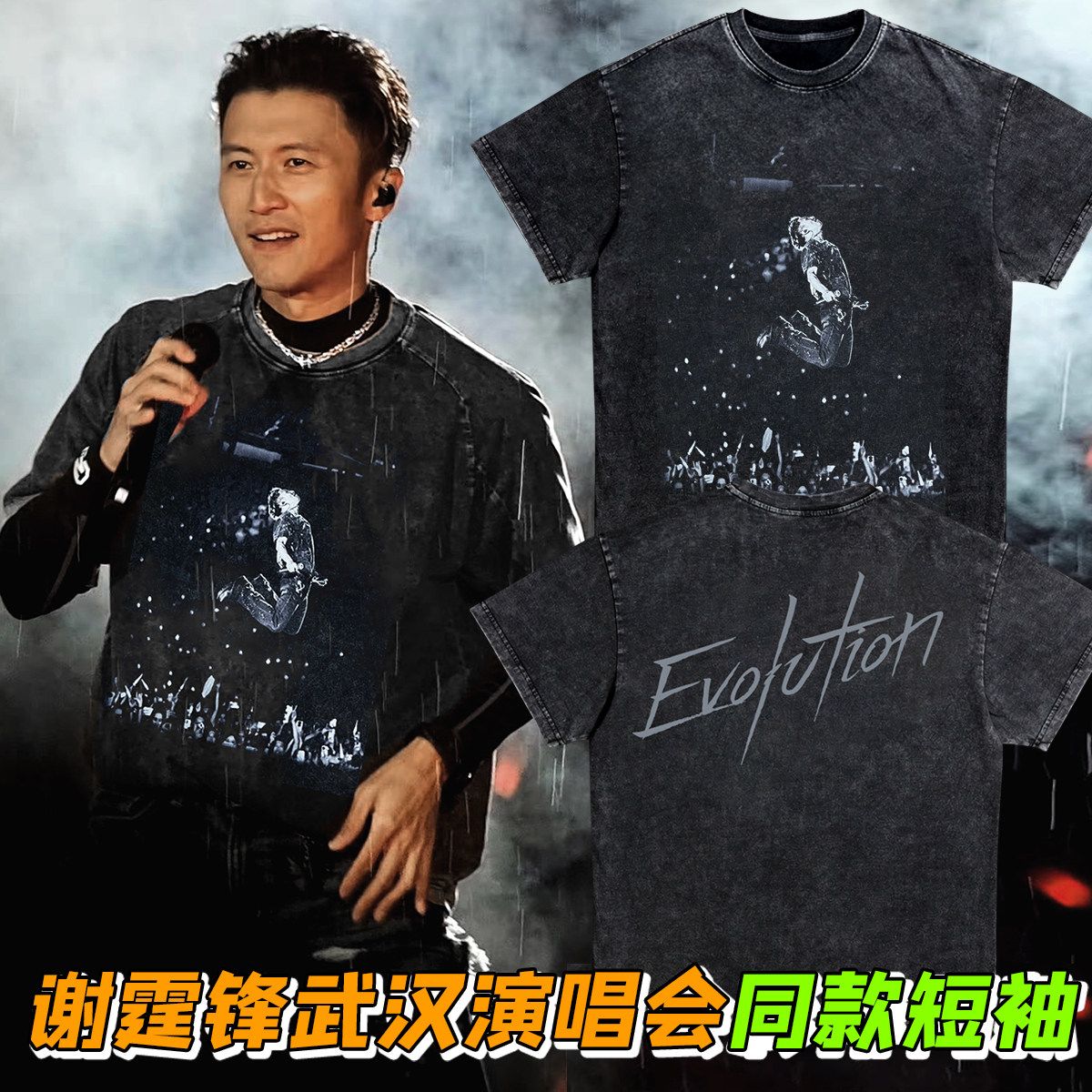 谢霆锋Evolution进化武汉演唱会同款周边水洗棉质短袖T恤锋迷应援