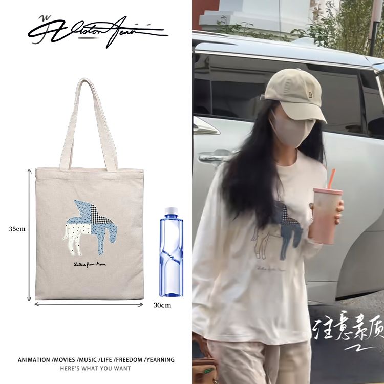花开锦绣邓恩熙同款私服穿搭定制DIY帆布包袋单肩手提环保文件包
