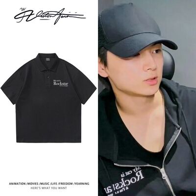 朴综星同款rockstar摇滚猫咪休闲POLO衫商务风短袖T恤夏季通勤