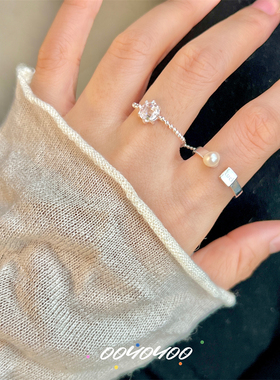 女925纯银ins抽拉可调节戒指