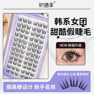 初遇季 女团爱豆全能甜酷假睫毛分段单簇自然仿真M19 韩式