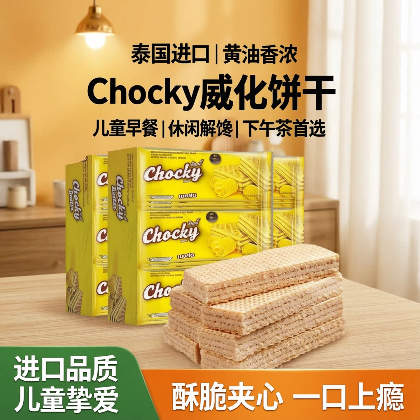 泰国进口chocky黄油味威化饼干儿童早餐休闲解馋小零食品下午茶