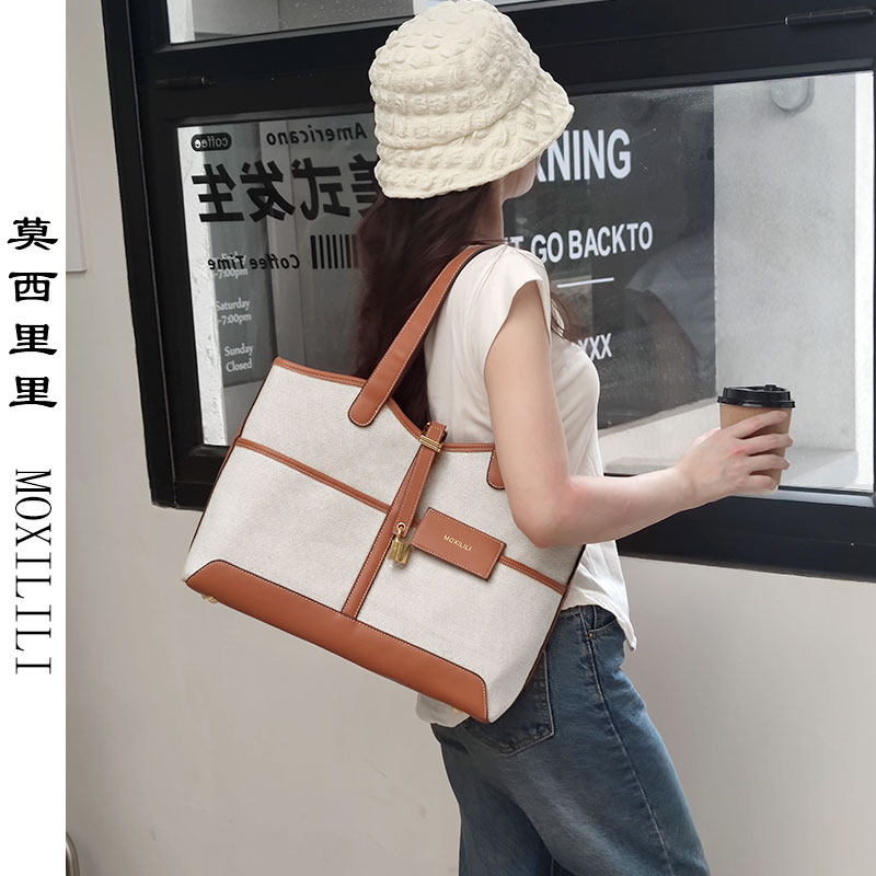莫西里里帆布托特包女大包新款大容量小众设计高级感上课通勤包包