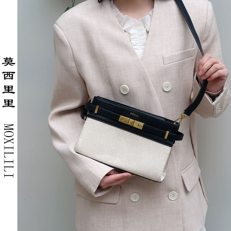 莫西里里小方包女高级感手提单肩斜挎包帆布新款百搭高级感小众包