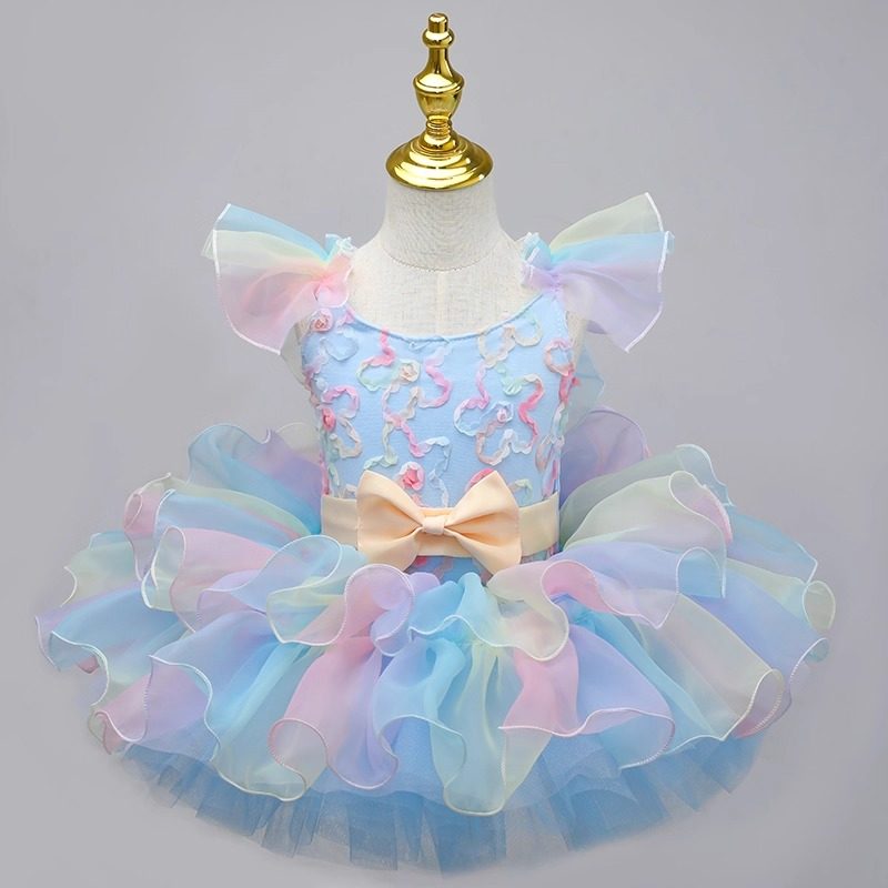 儿童六一舞蹈演出服芭蕾女童小天鹅舞蹈服幼儿园宝宝跳舞蓬蓬纱裙