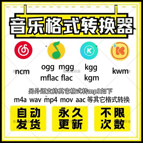 音频视频格式转换ncm flac kgm ogg m4a kgg mp4转mp3音乐转换器