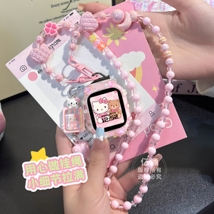 7a卡通保护壳6x挂脖绳6c 7x串珠挂绳c7a 适用小米米兔电话手表带7 5c儿童手表S1加粗挂绳 疯狂动物小兔