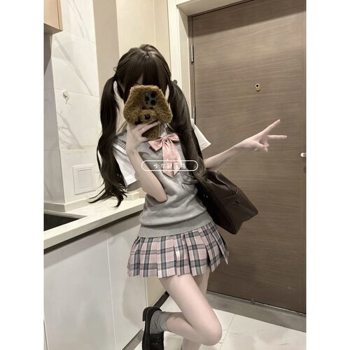 女大童装套装JK制服学生马甲背心针织衫毛衣衬衣百褶裙校初高中生