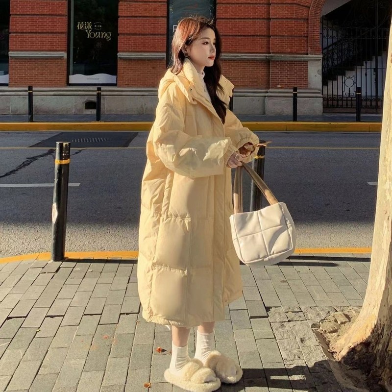 中大女童装加厚过膝羽绒棉服奶呼呼韩版长款宽松冬季新款棉衣外套