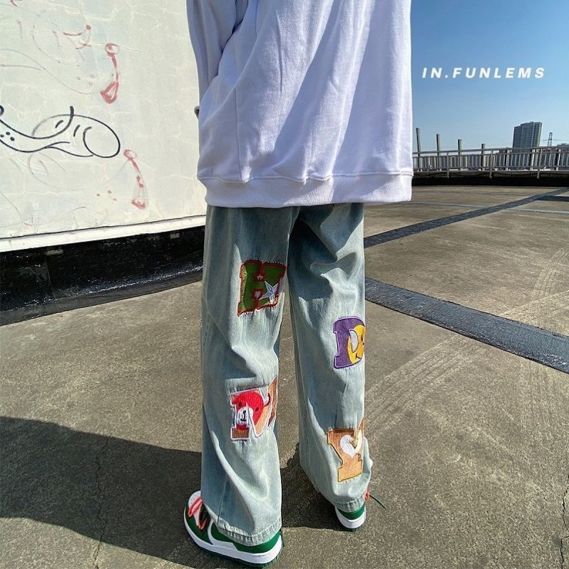 童装美式炸街印花牛仔裤男新款中大童潮牌直筒裤子高街宽松长裤,童装/婴儿装/亲子装,裤子,淘宝优惠券,粉丝福利购,淘宝优惠卷