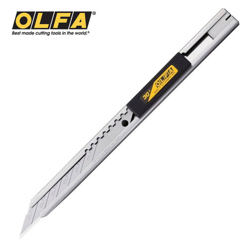 原装进口日本OLFA SAC-1(141B)不锈钢小型30度角美工刀手工刀具割纸刀片美术学生削笔刀架切割刻刀贴膜专用刀