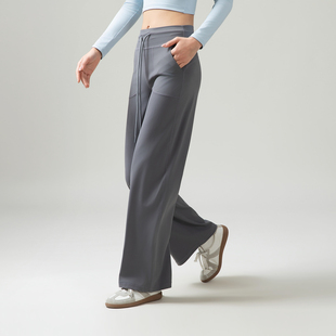 2026冬季新款加宽高腰阔腿直筒运动裤女裸感高腰显瘦瑜珈裤外穿