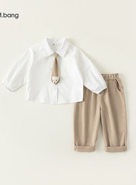 宥宝童装男童春秋装2025学院风韩式衬衫套装儿童服装秋装CT83114