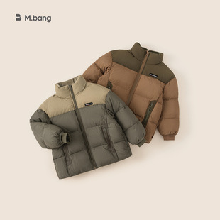 邦选湖州织里拼色短款白鸭绒三防男童外套童装儿童羽绒服冬装新款