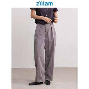 百搭浅色女裤 2026新款 女士休闲阔腿裤 ziilam枝蓝植物染解构锥形裤