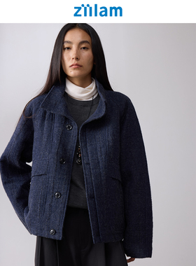 ziilam枝蓝 羊毛立领呢夹克澳洲羊毛混纺重磅肌理廓形外套男女