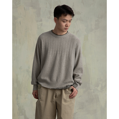 撞色套头ziilam枝蓝毛衣