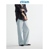 休闲直筒牛仔裤 女士牛仔裤 子女2026新款 ziilam枝蓝浅色水洗牛仔裤