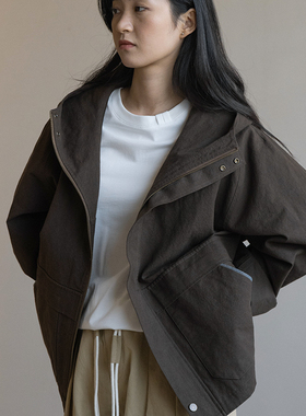 ziilam枝蓝 手织布拼接外套春秋季新款休闲复古夹克上衣男女同款