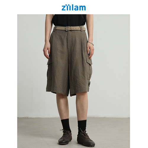 ziilam枝蓝汉麻工装短裤