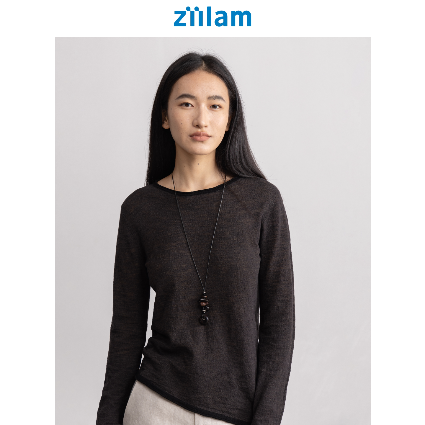 ziilam枝蓝植物染套头针织衫早春上衣女士新款复古高级感内搭长袖