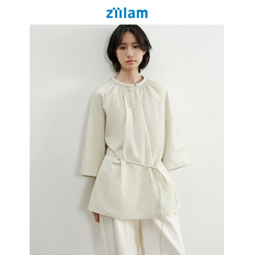 落肩宽松套头衫2024枝蓝新品