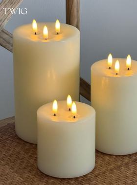 高仿真石蜡大号LED电子蜡烛氛围灯客厅餐厅咖啡店氛围感装饰摆件